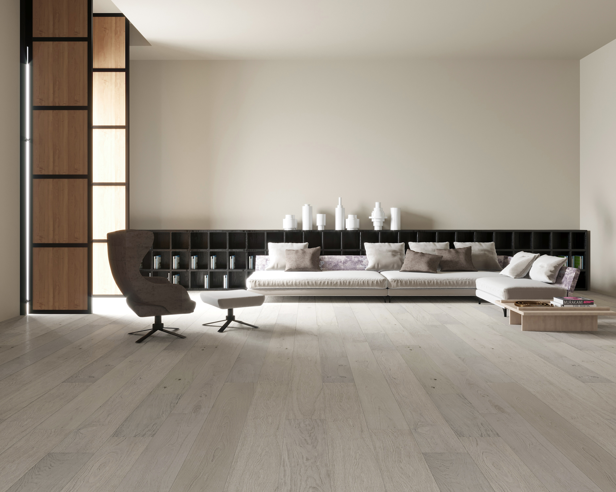 gray wood flooring room scene
